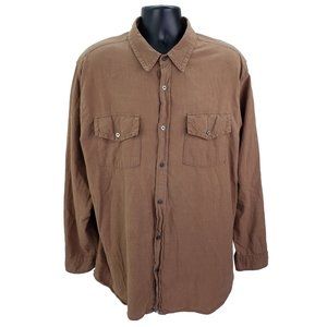 The North Face Mens Shirt XXL Brown Button Front Long Sleeve Textured Cotton 2XL